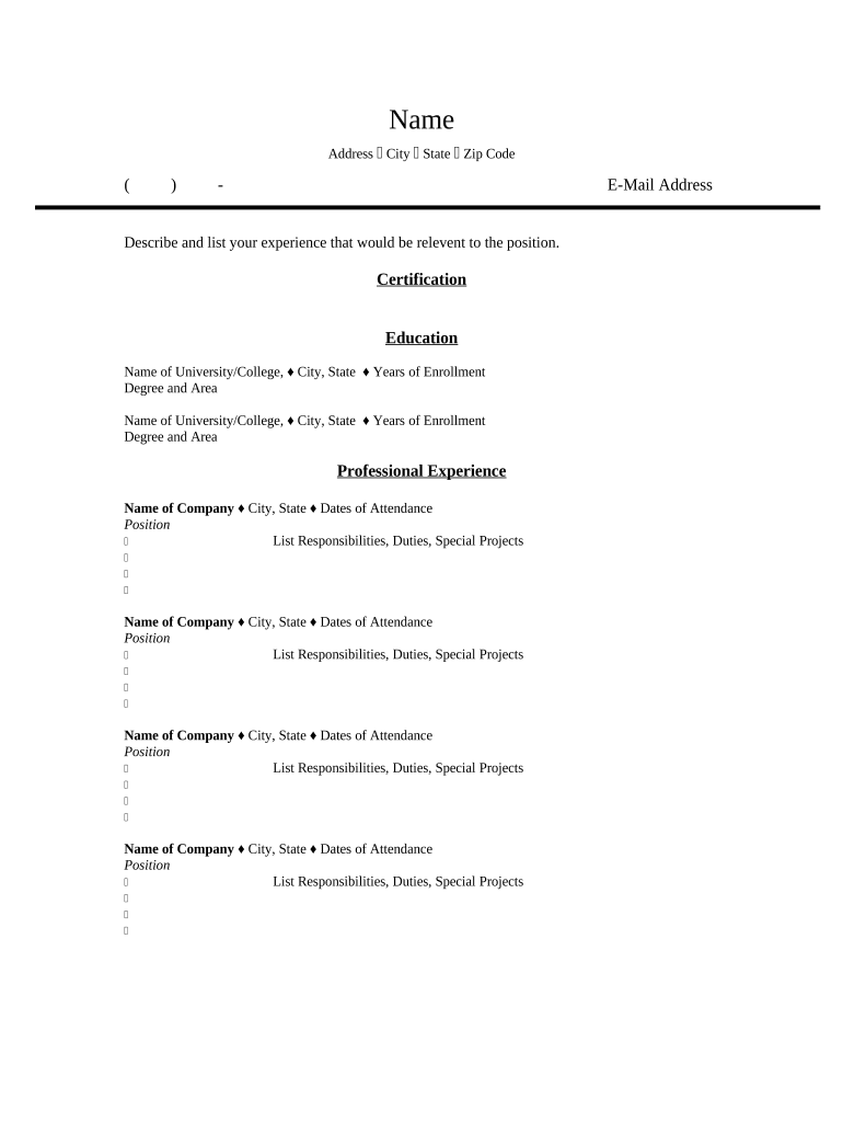 Resume for Accountant  Form