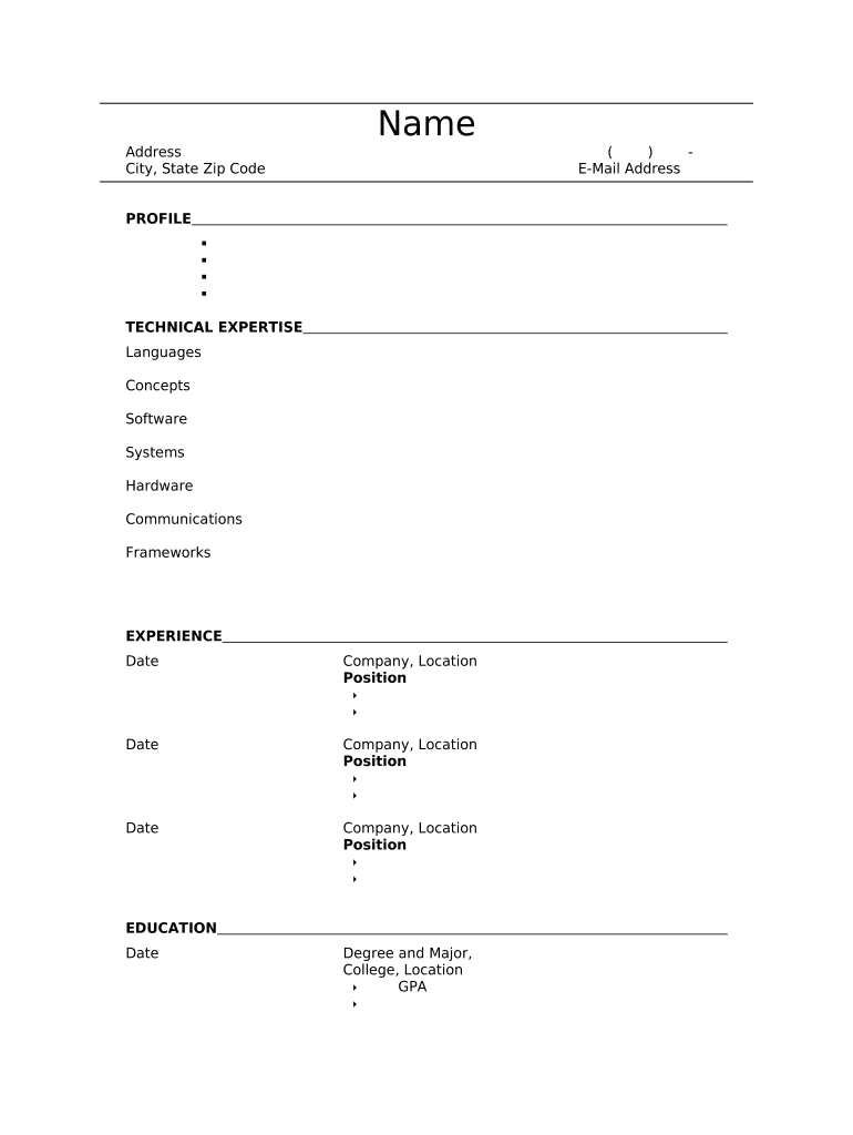Resume for Database Administrator  Form