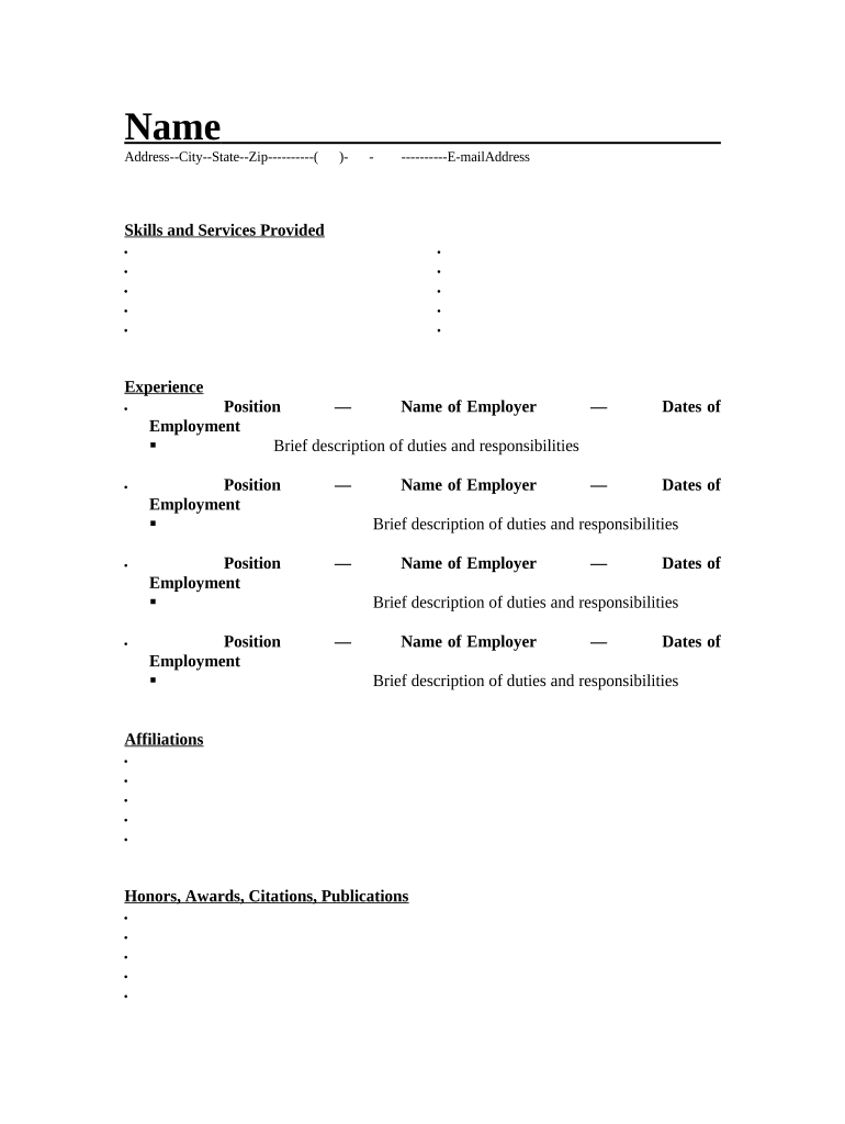 Resume for Land Surveyor  Form