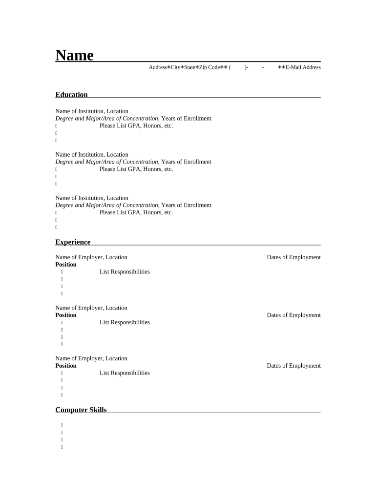 Resume for Paralegal  Form