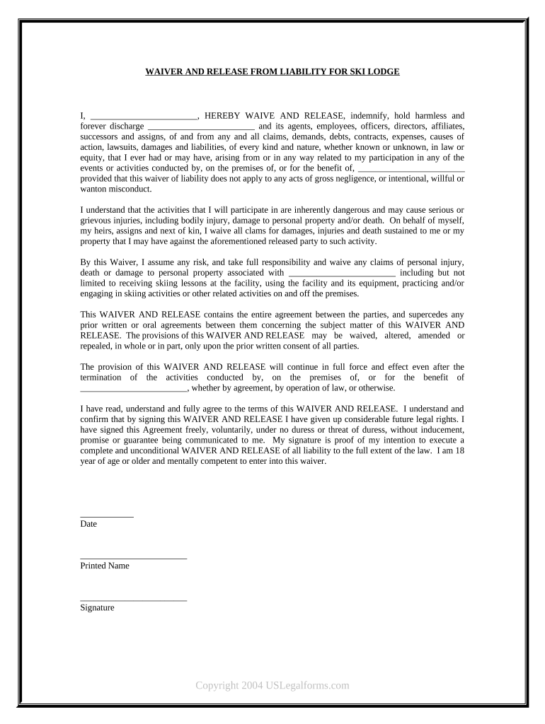 Liability Ski  Form