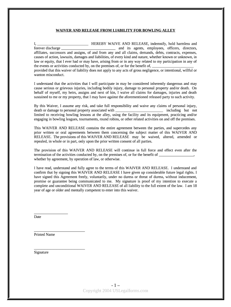 Waiver Release Liability  Form