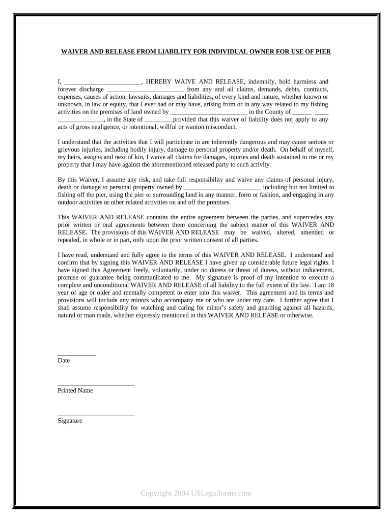 Waiver Release Form Sample