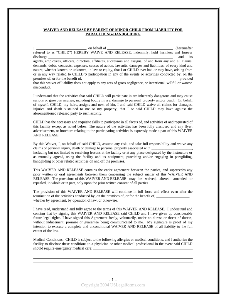 Liability Paragliding  Form