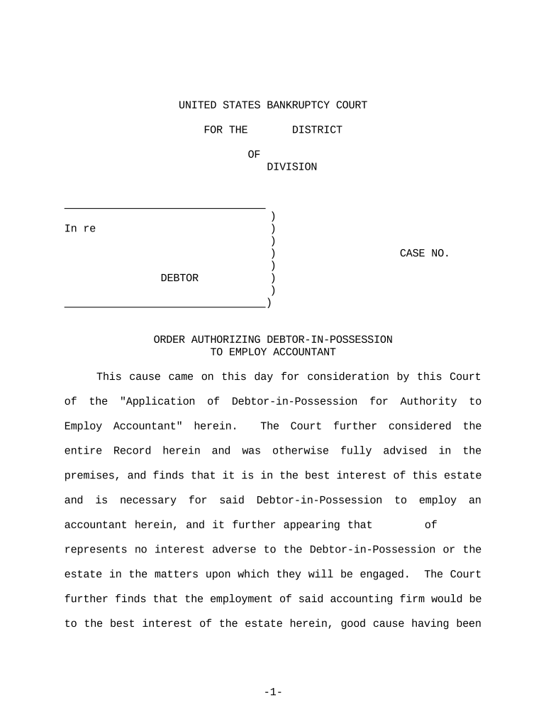 Order Authorizing  Form