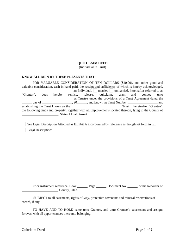 Quitclaim Trust  Form