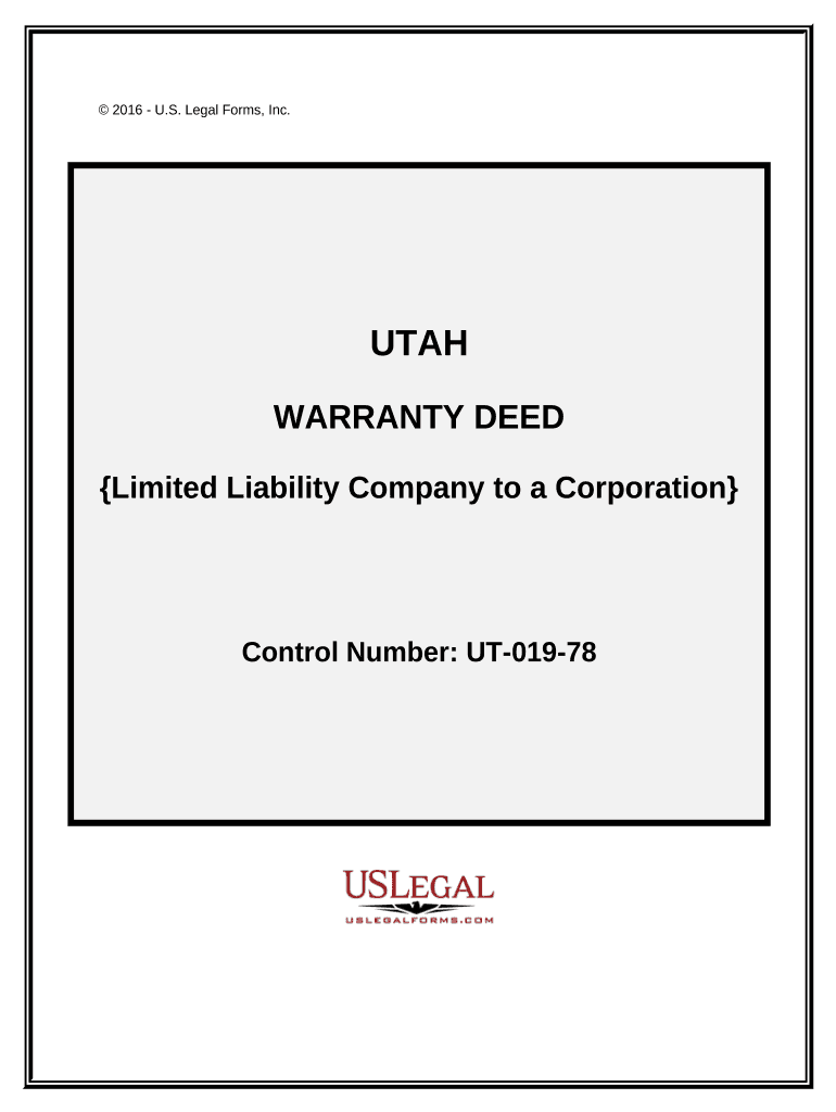 Warranty Deed Limited Liability Company to Corporation Utah  Form