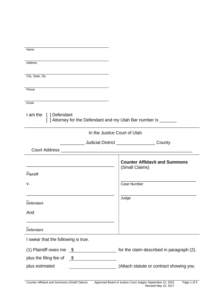 Ut Affidavit  Form