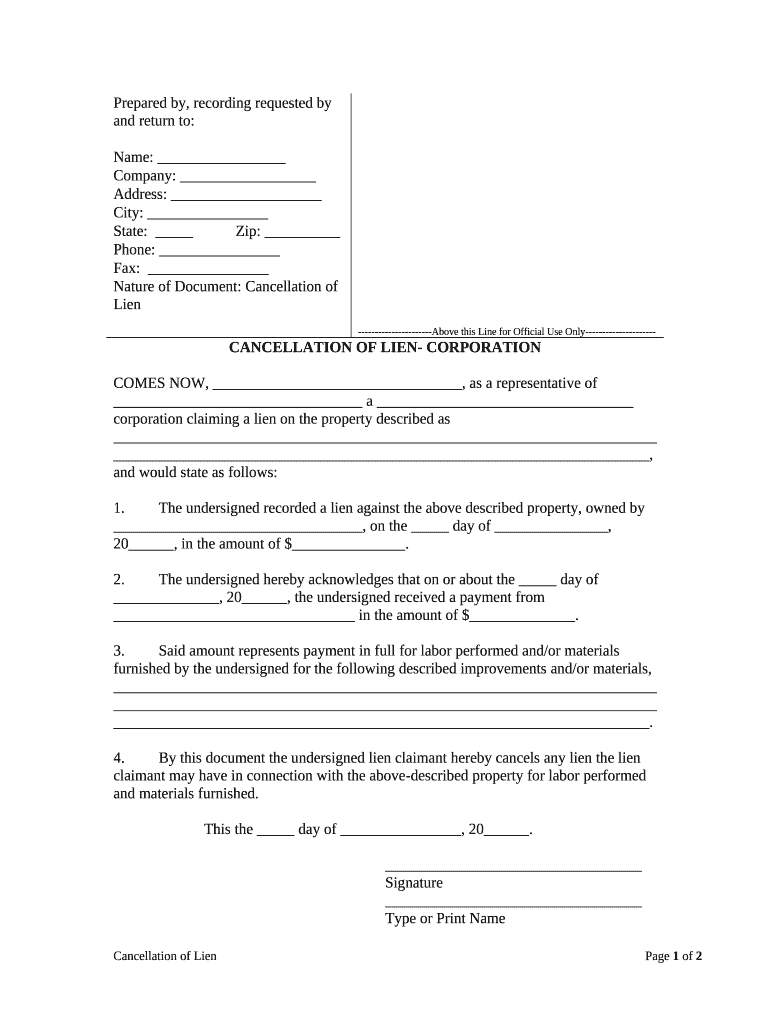 Utah Lien  Form