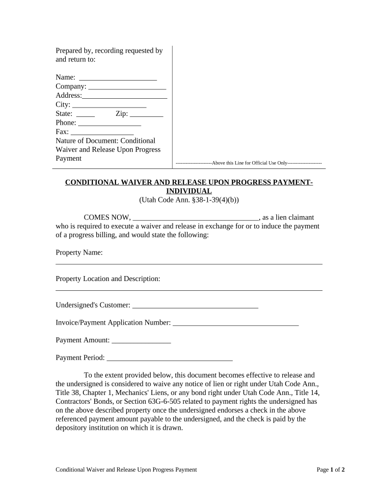 Conditional Waiver  Form