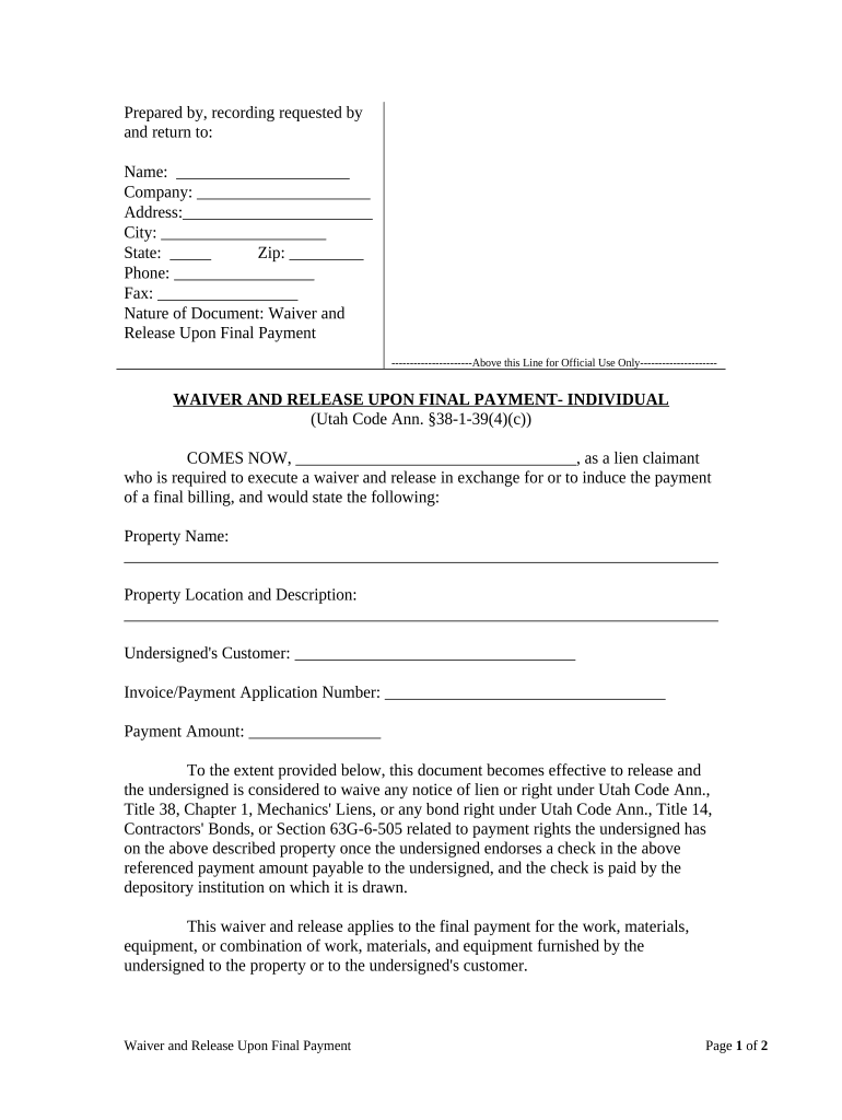 Utah Release  Form