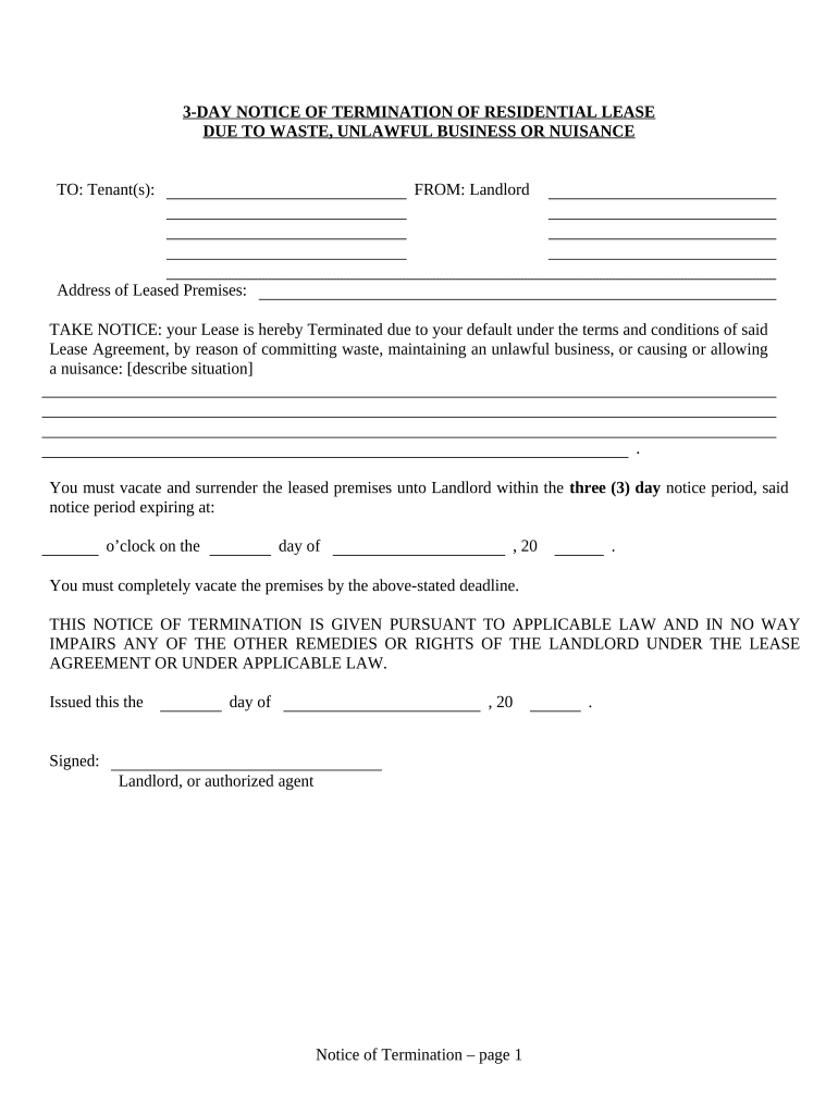 Utah 3 Day Notice  Form