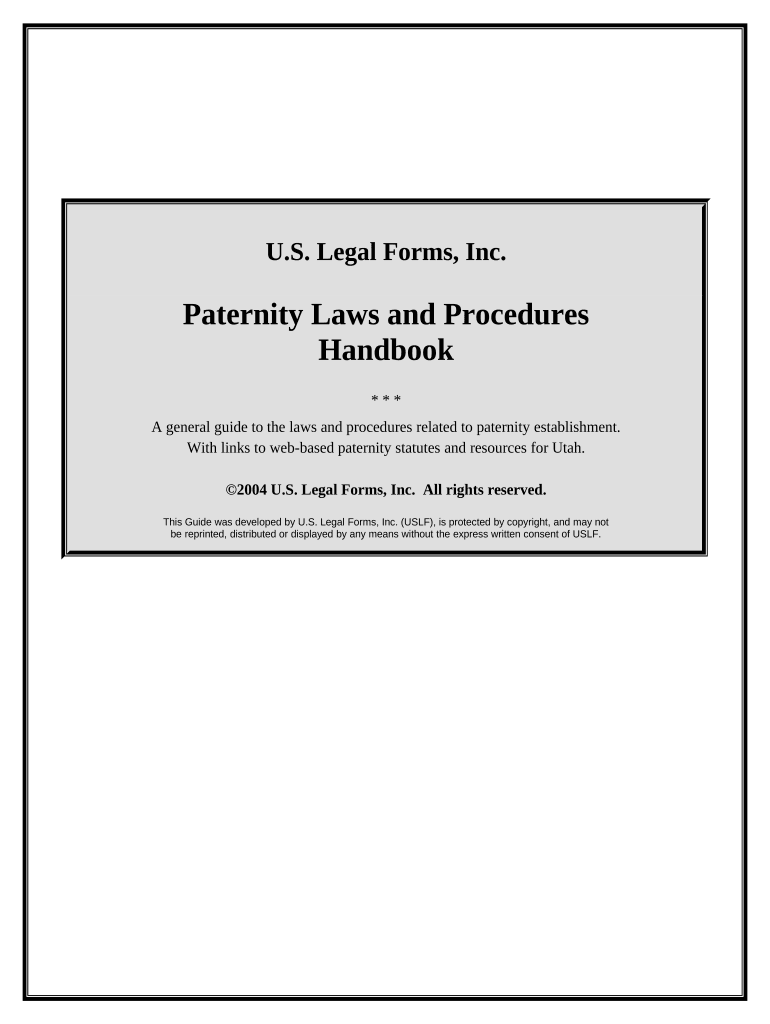 Fill and Sign the Paternity Law and Procedure Handbook Utah Form