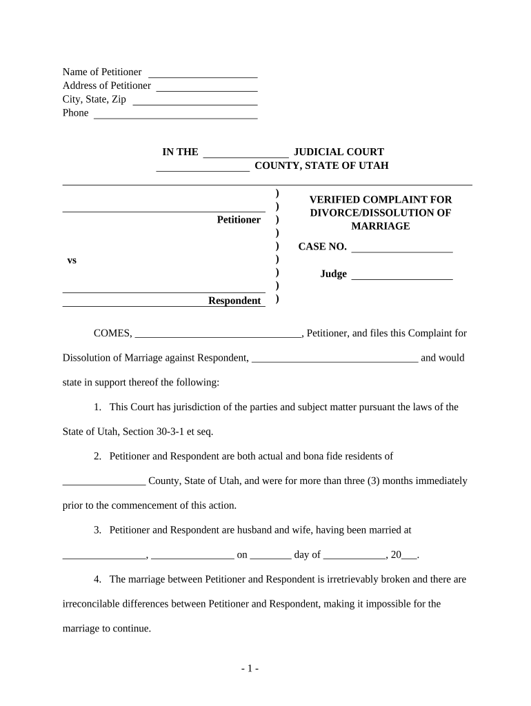 Utah Marriage  Form