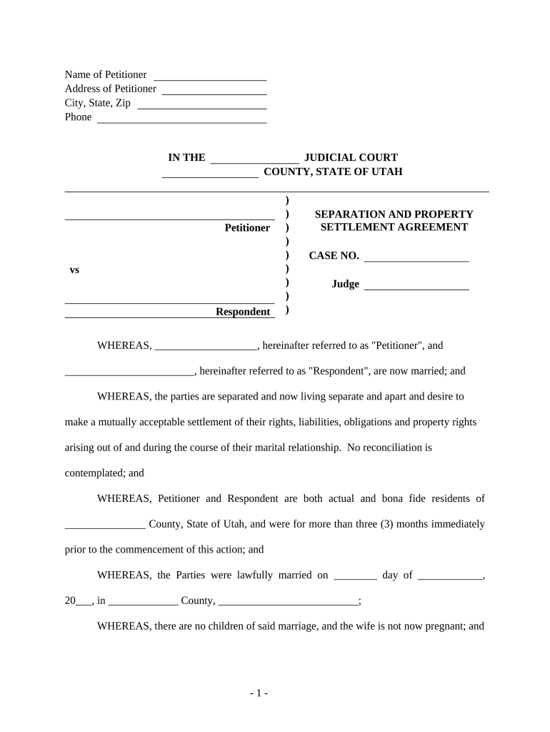 Ut Marital Separation  Form