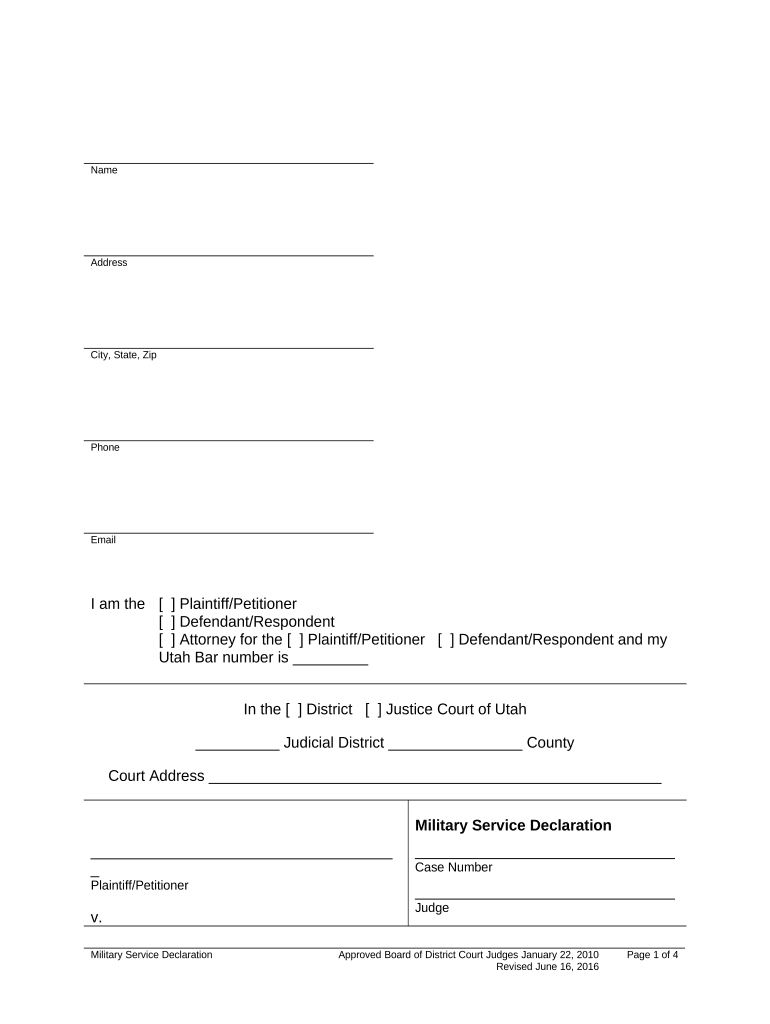 Non Military Affidavit Form