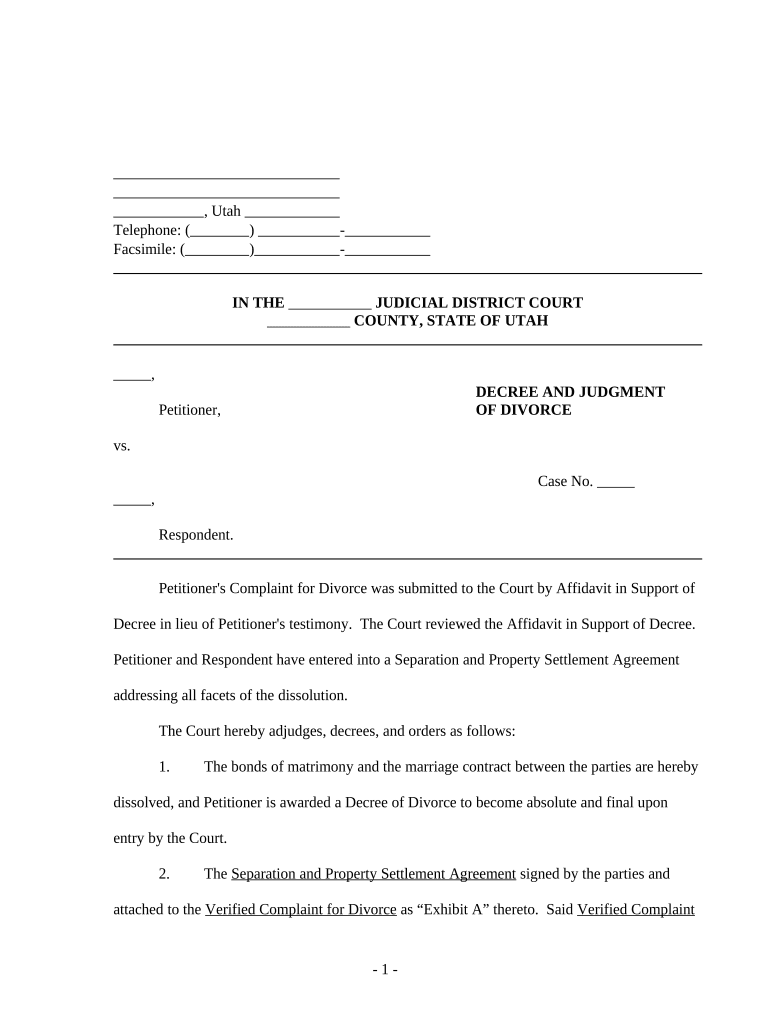 Utah Decree  Form