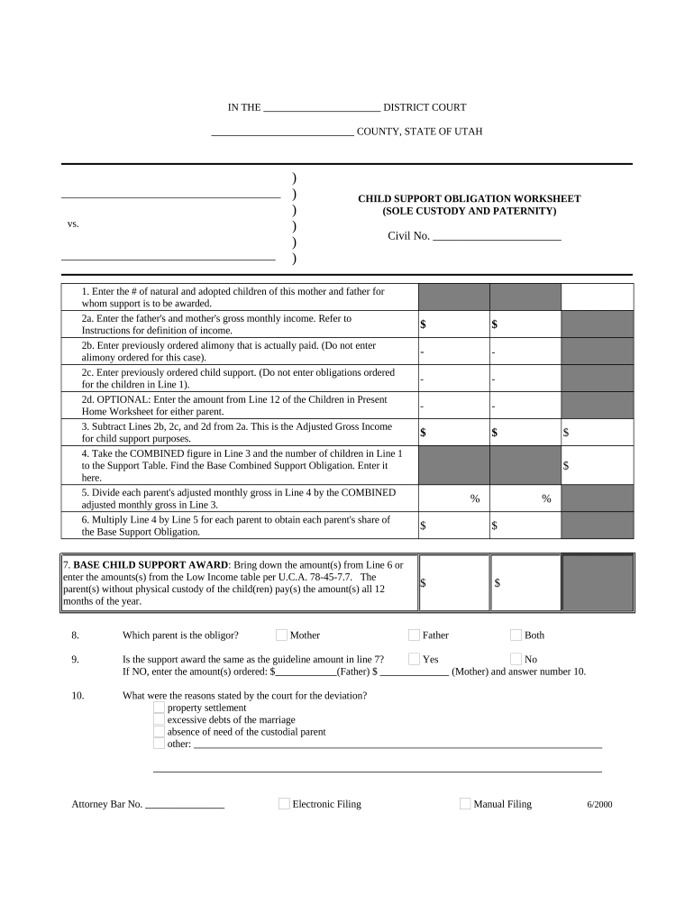 Utah Child  Form