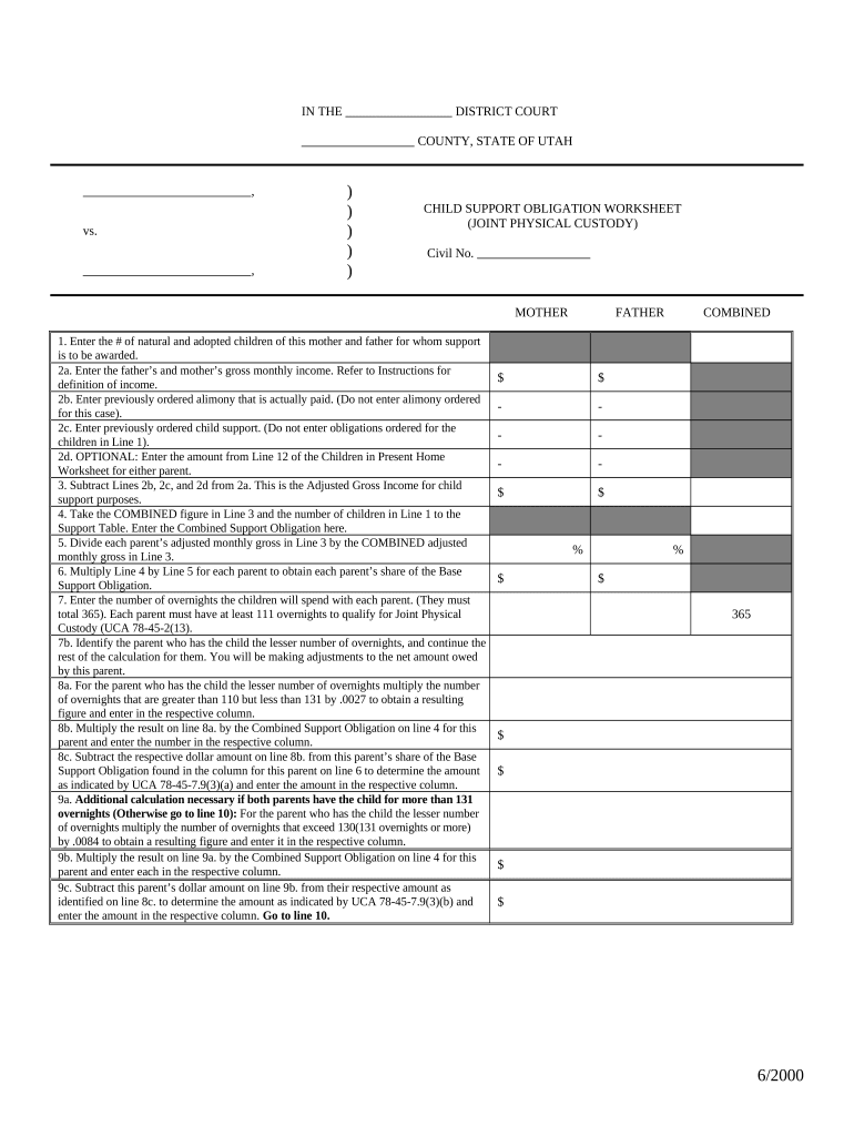 Utah Joint Custody  Form