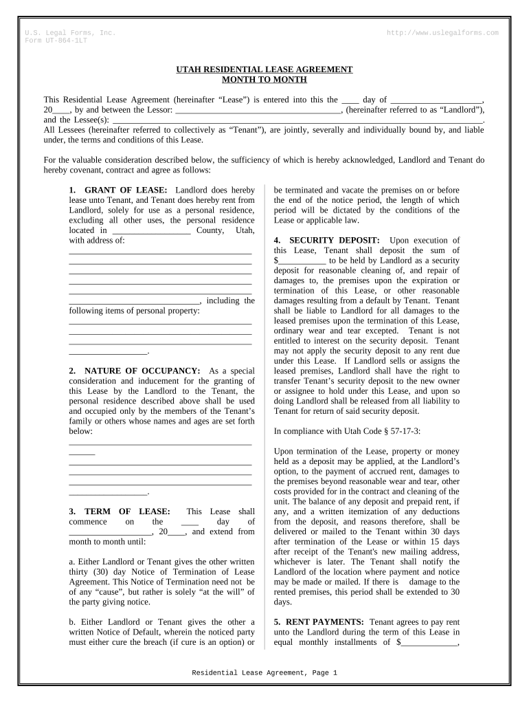 Utah Lease Rental  Form