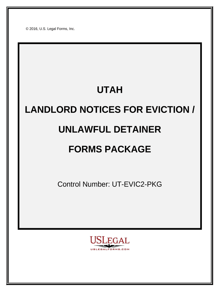 Utah Landlord Notices for Eviction Unlawful Detainer Forms Package Utah