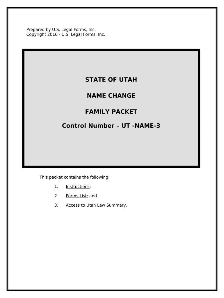 Name Change Instructions and Forms Package for a Family Utah