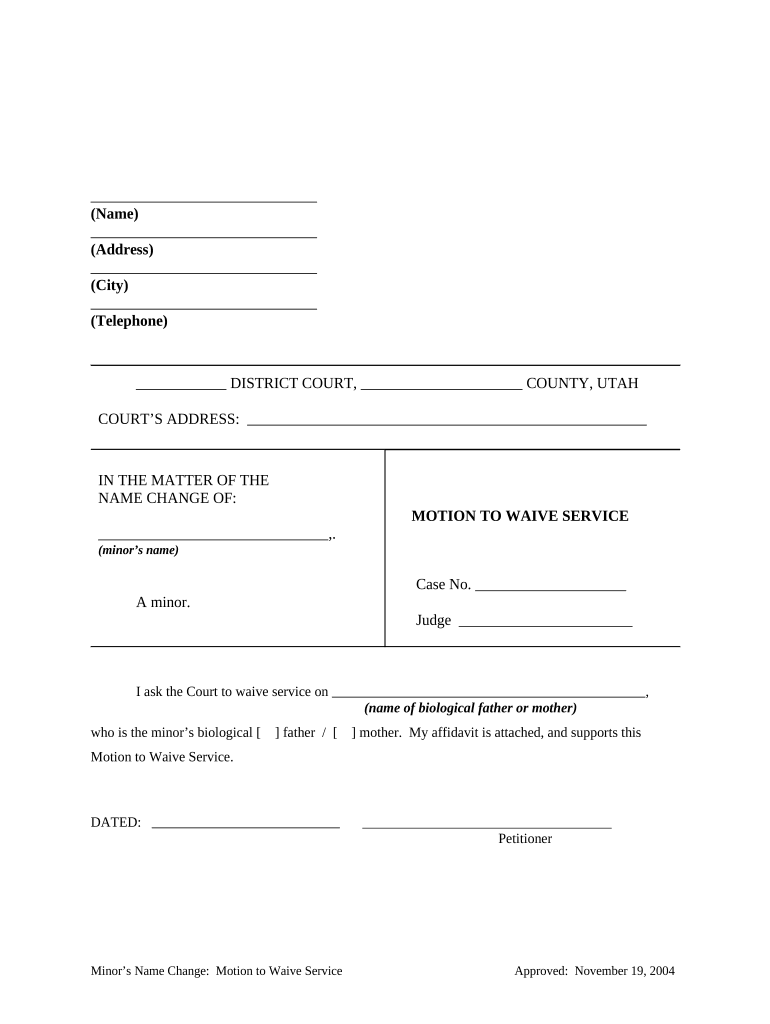 Motion Name Change  Form