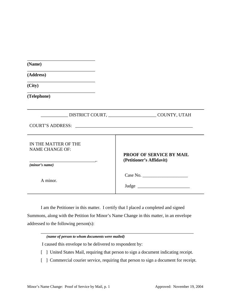 Utah Proof Service  Form