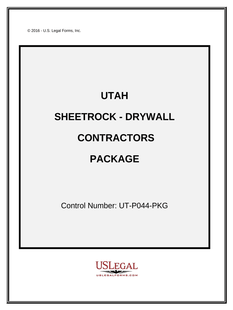 Sheetrock Drywall Contractor Package Utah  Form