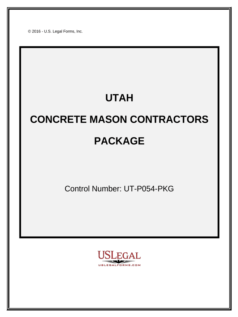 Concrete Mason Contractor Package Utah  Form
