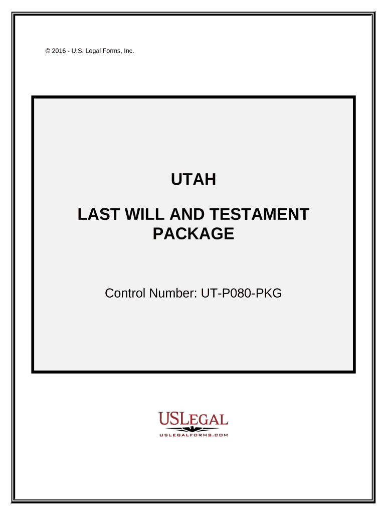 Last Will and Testament Package Utah  Form