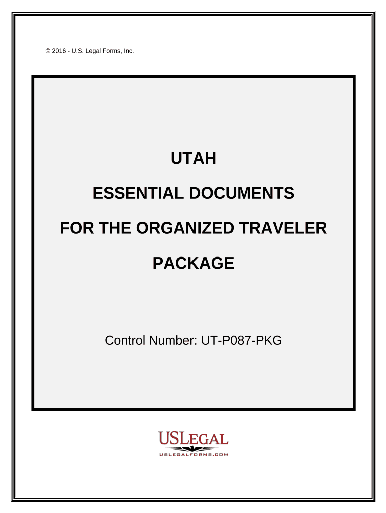 Essential Documents for the Organized Traveler Package Utah  Form