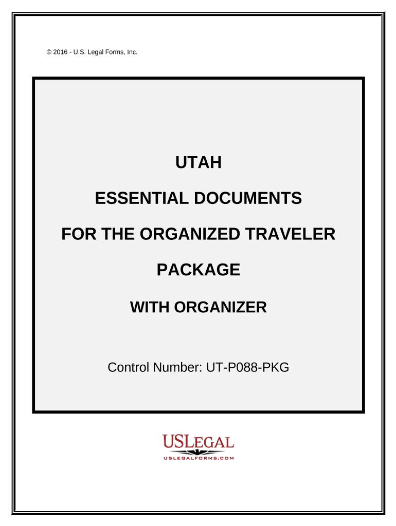 Essential Documents for the Organized Traveler Package with Personal Organizer Utah  Form