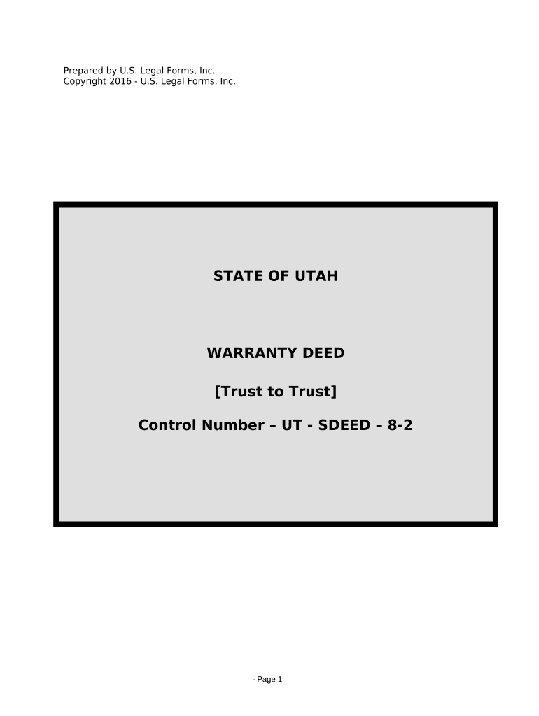 Warranty Deed for Trust to Trust Utah  Form