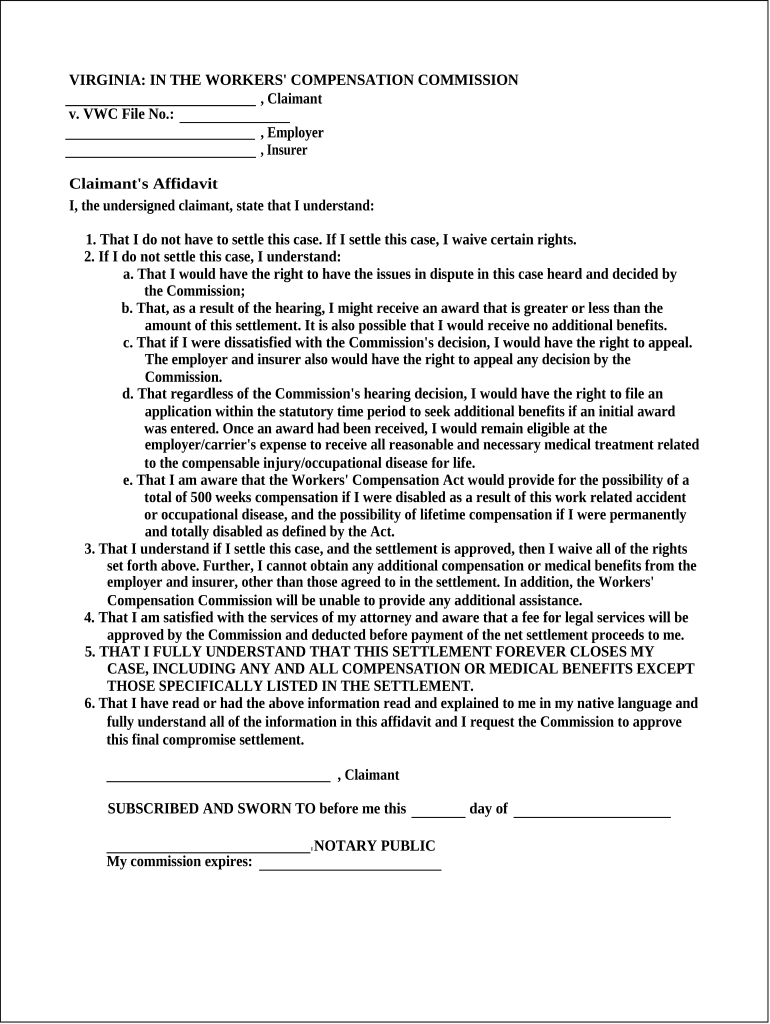 Claimant Workers Compensation  Form