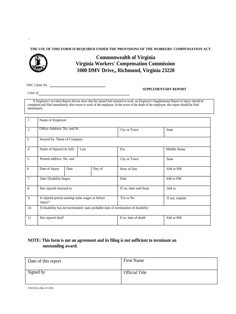 Report Workers Compensation  Form