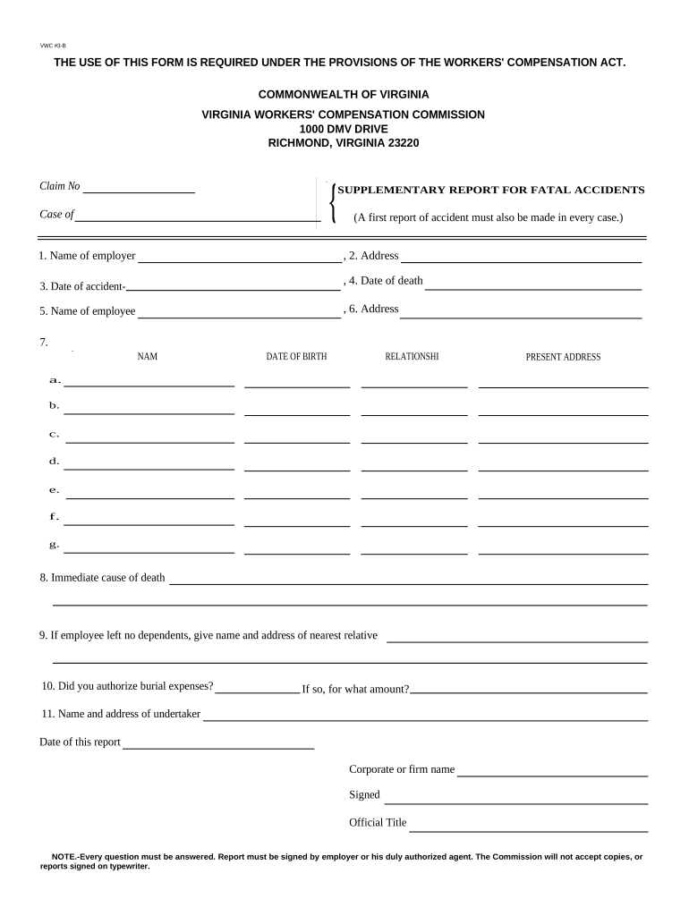 Supplementary Report  Form