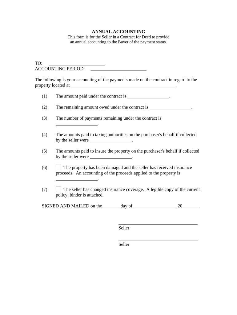 Contract for Deed Seller's Annual Accounting Statement Virginia  Form