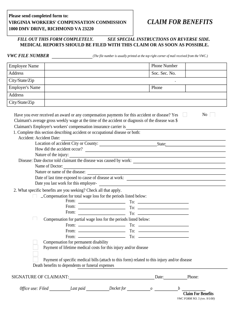 Virginia Workers Compensation  Form