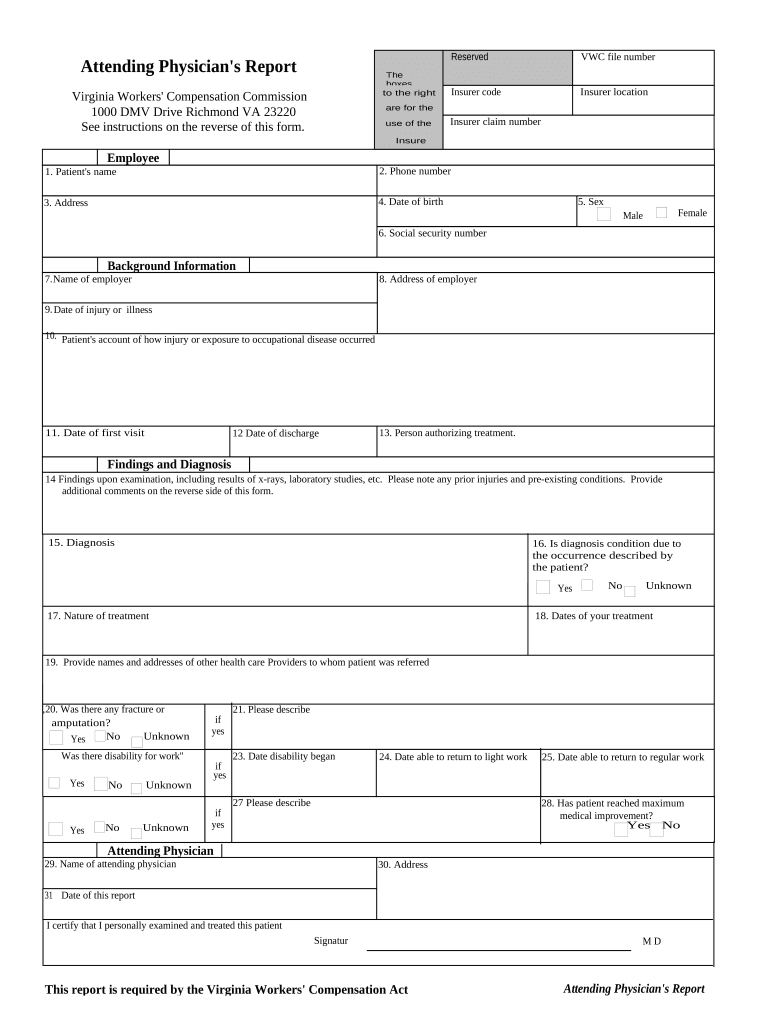 Physicians Workers Compensation  Form