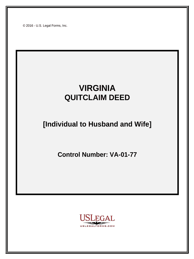 Quitclaim Deed from Individual to Husband and Wife Virginia  Form