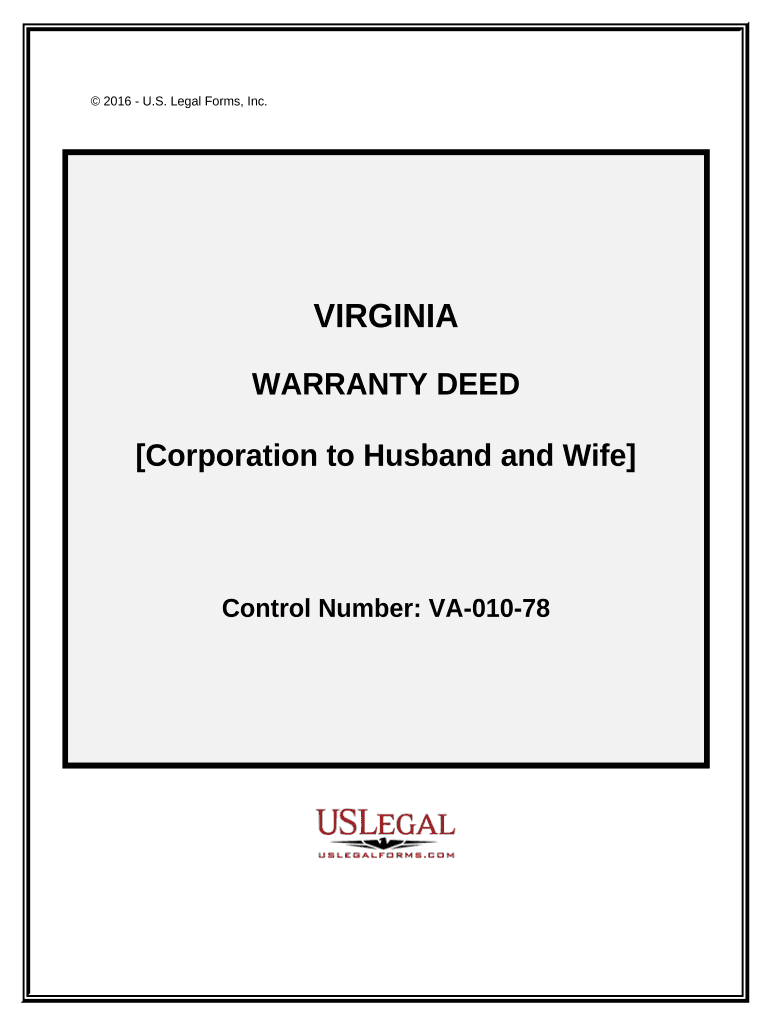 Warranty Deed from Corporation to Husband and Wife Virginia  Form