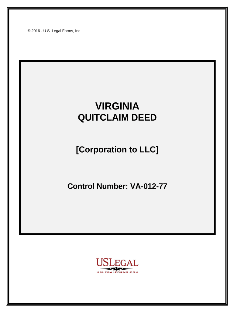 Quitclaim Deed from Corporation to LLC Virginia  Form