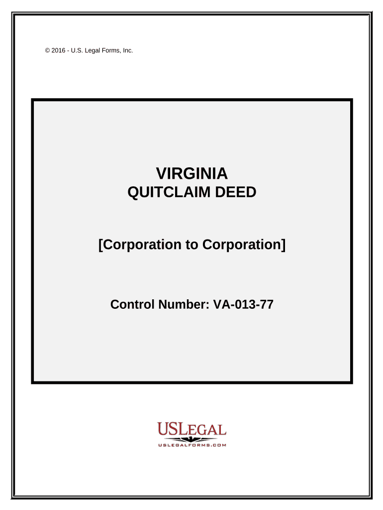Quitclaim Deed from Corporation to Corporation Virginia  Form