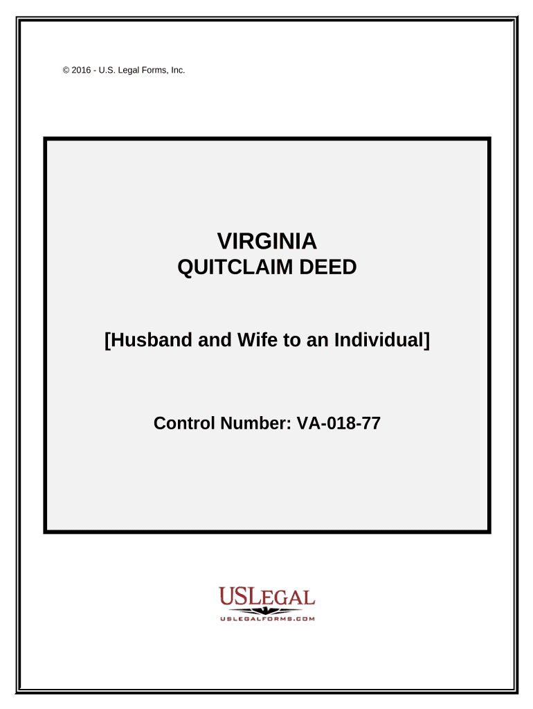 Quitclaim Deed from Husband and Wife to an Individual Virginia  Form