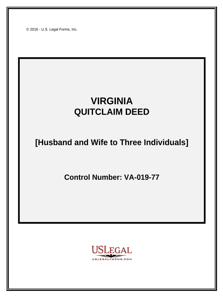 Quitclaim Deed from Husband and Wife to Three Individuals Virginia  Form