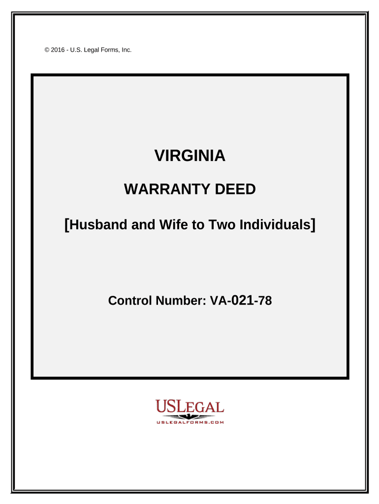 Warranty Deed from Husband and Wife to Two Individuals Virginia  Form