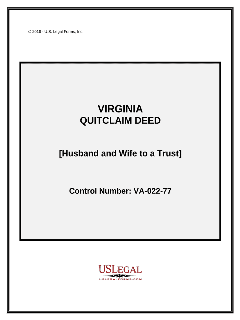 Quitclaim Deed Husband and Wife to Trust Virginia  Form