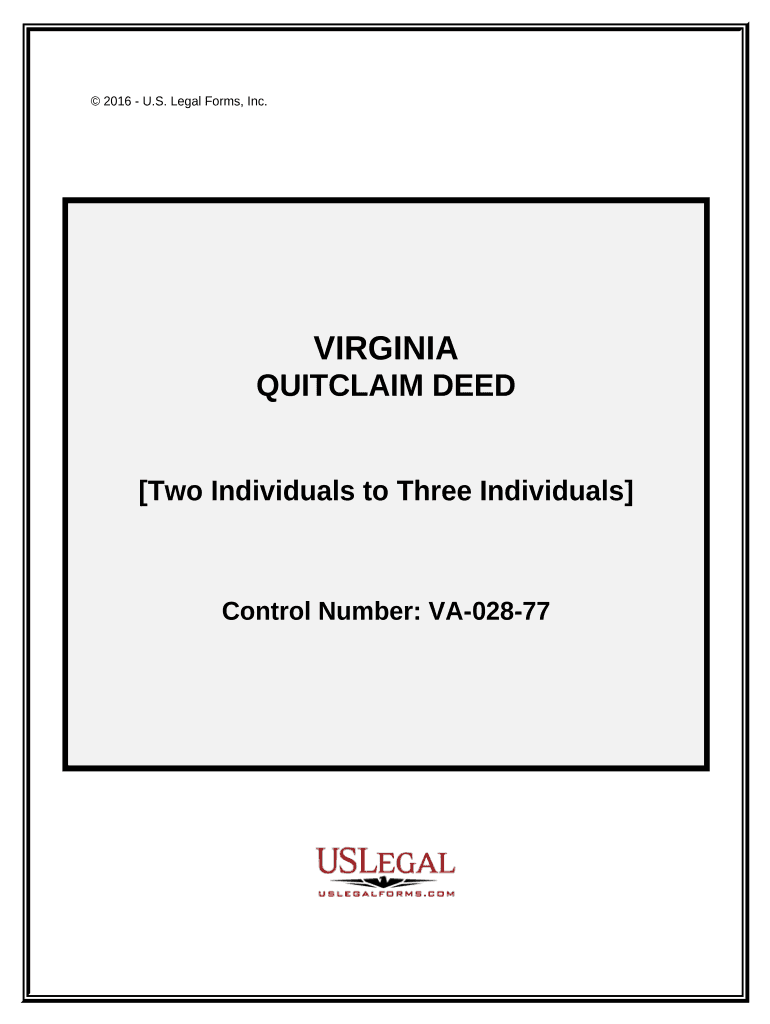 Quitclaim Deed Two Individuals to Three Individuals Virginia  Form