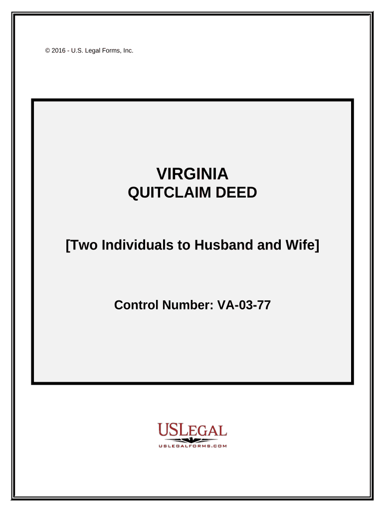Quitclaim Deed by Two Individuals to Husband and Wife Virginia  Form